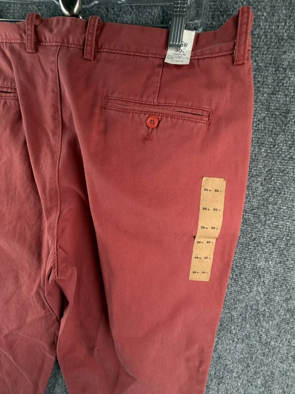 NWT J. Crew Factory Chino Pants 36x30 Red Classic Fit Slim Leg All Cotton Men